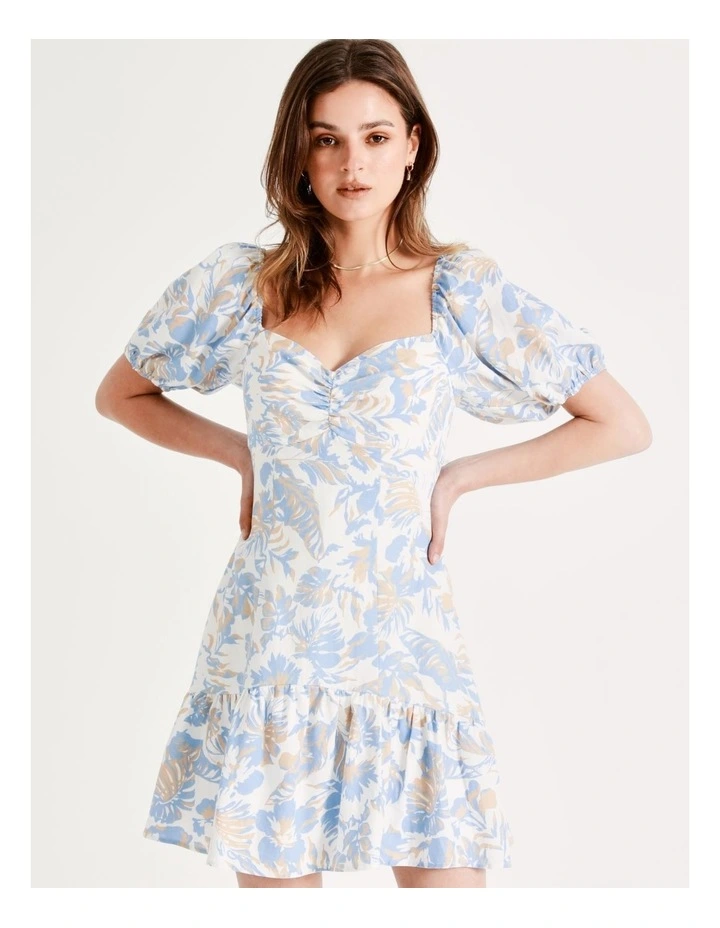 European Linen Blend Sweetheart Mini Dress In Assorted - Image 3