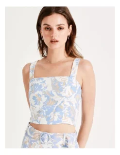 Co-Ord European Linen Blend Bustier Top In Assorted