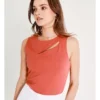Cut Out Jersey Tank In Coral