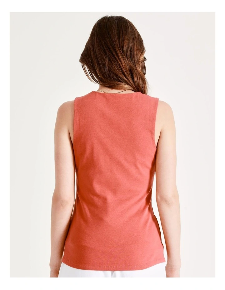 Cut Out Jersey Tank In Coral - Image 6