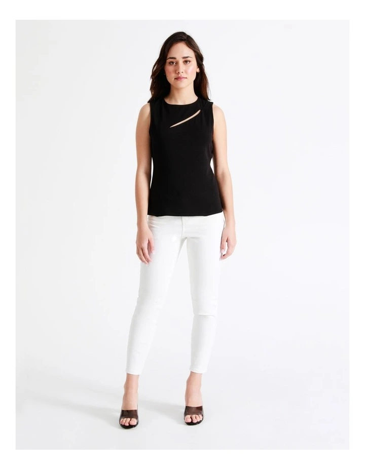 Petite Cut Out Jersey Tank In Black - Image 3