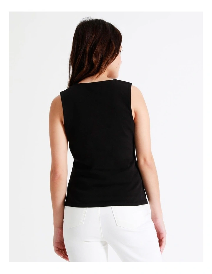 Petite Cut Out Jersey Tank In Black - Image 6