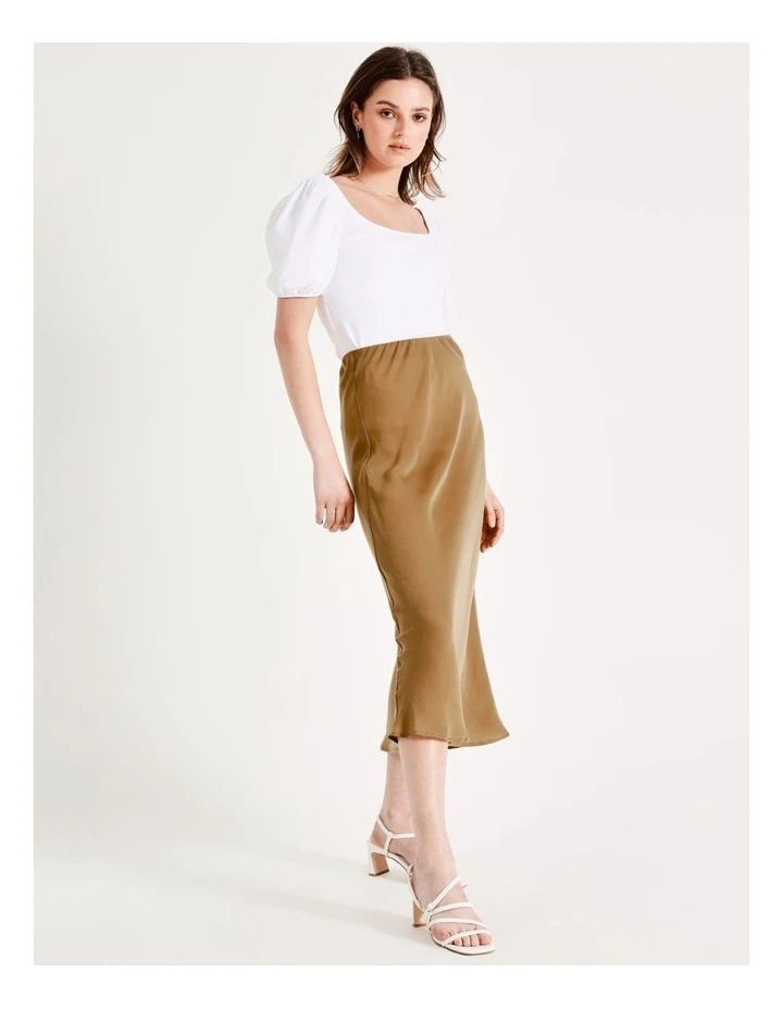 Recycled Blend Satin Slip Skirt In Bronze - Image 2