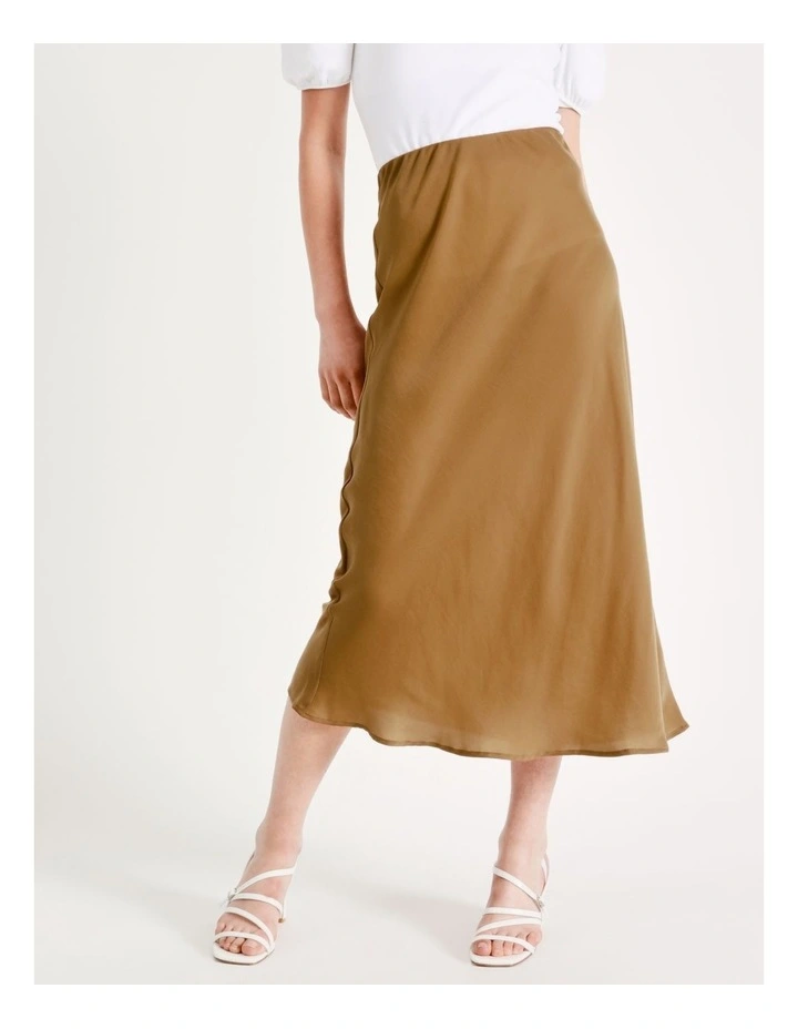 Recycled Blend Satin Slip Skirt In Bronze - Image 3
