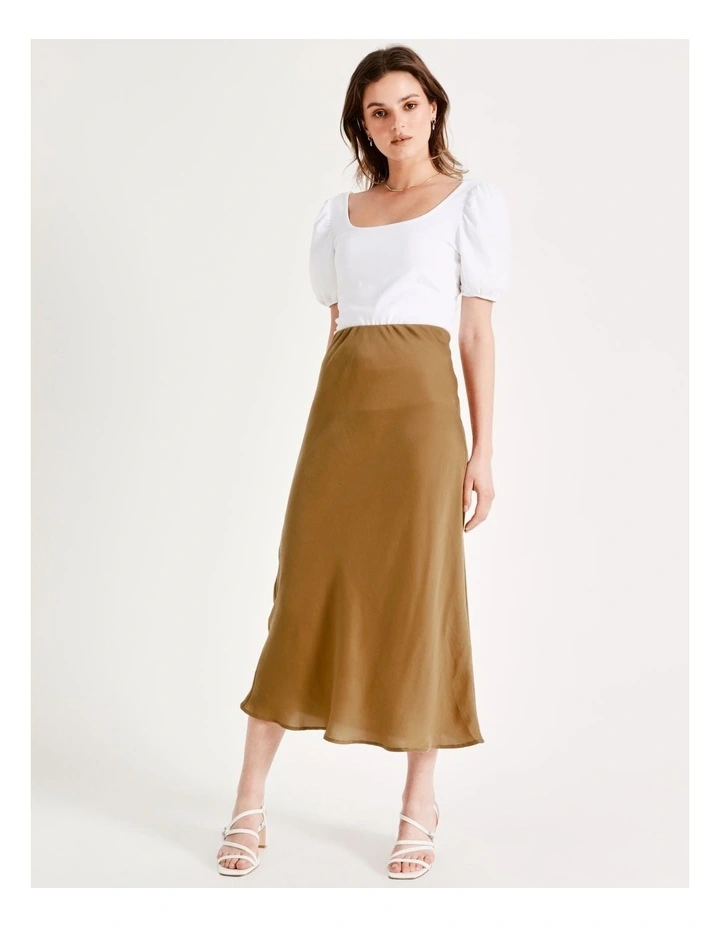 Recycled Blend Satin Slip Skirt In Bronze - Image 5