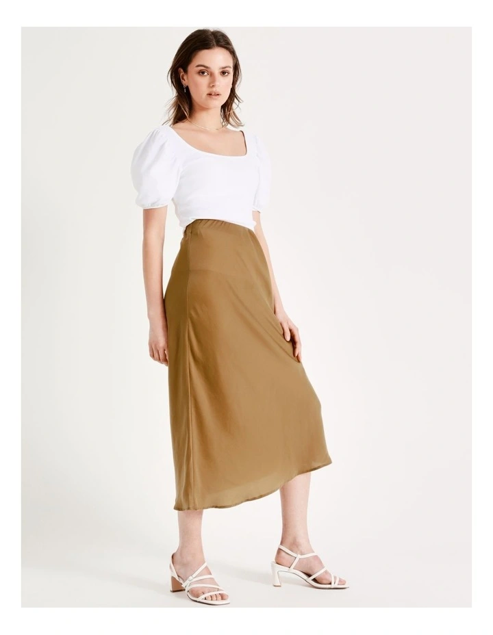 Recycled Blend Satin Slip Skirt In Bronze - Image 6