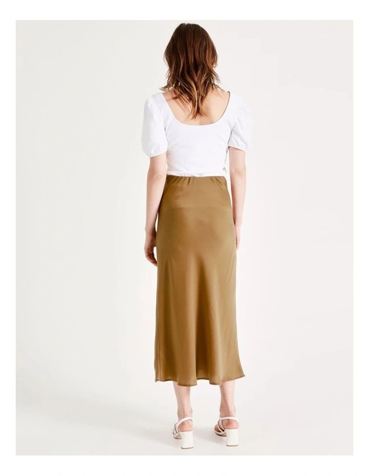 Recycled Blend Satin Slip Skirt In Bronze - Image 7