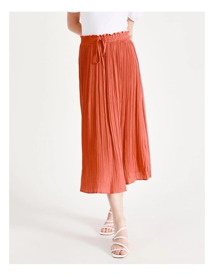 Recycled Crinkle Satin Midi Skirt In Coral - Image 4