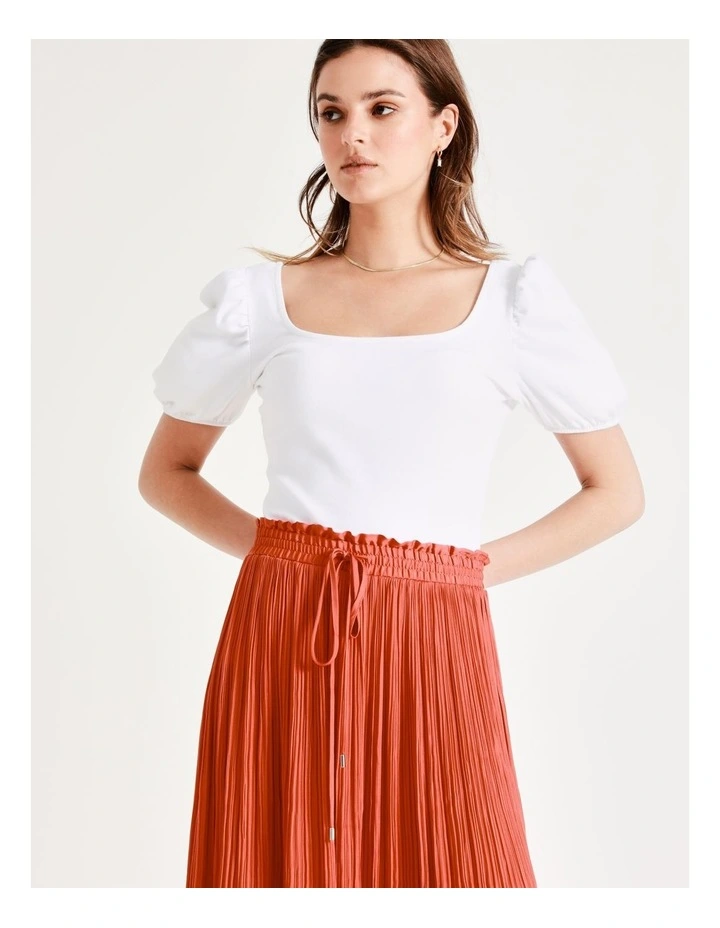 Recycled Crinkle Satin Midi Skirt In Coral - Image 6