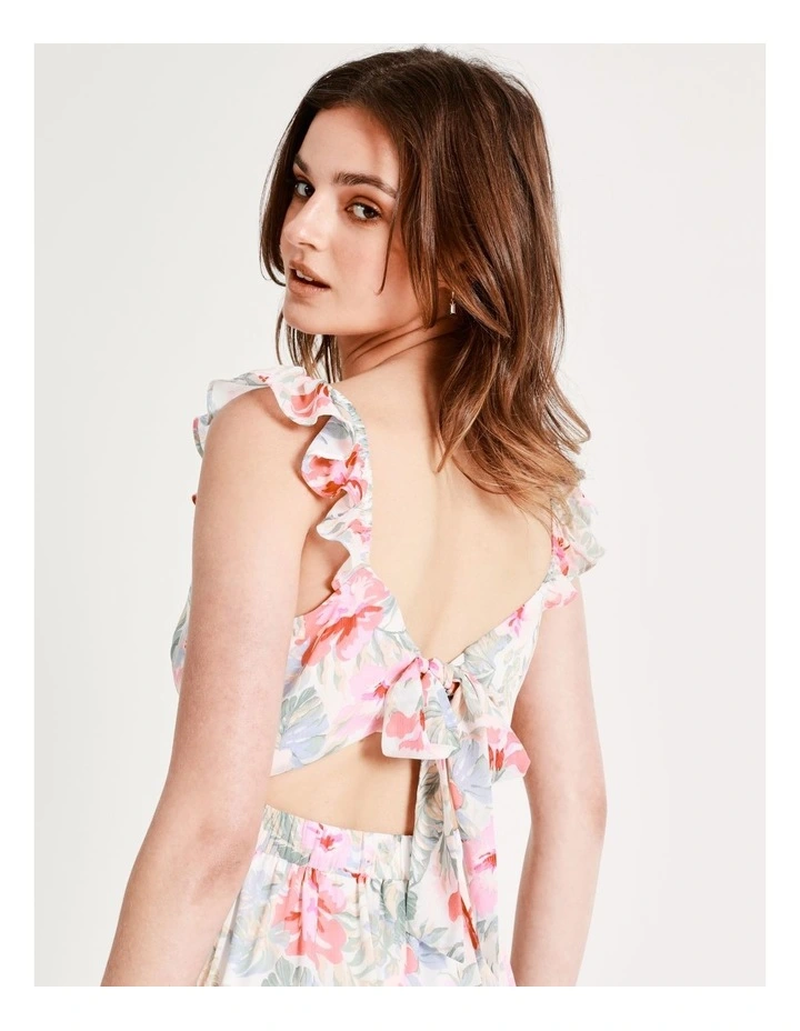 Recycled Blend Tie Back Tiered Midi Dress In Assorted - Image 2