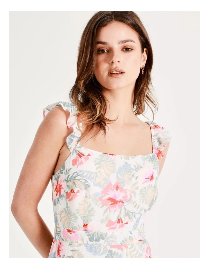 Recycled Blend Tie Back Tiered Midi Dress In Assorted - Image 5