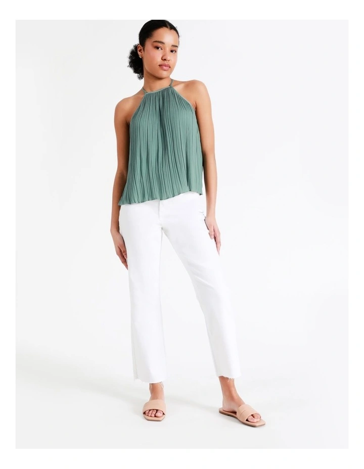 Recycled Crinkle Satin Top In Sage