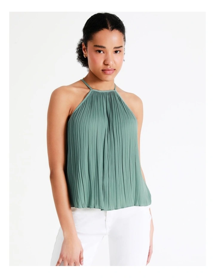 Recycled Crinkle Satin Top In Sage - Image 3
