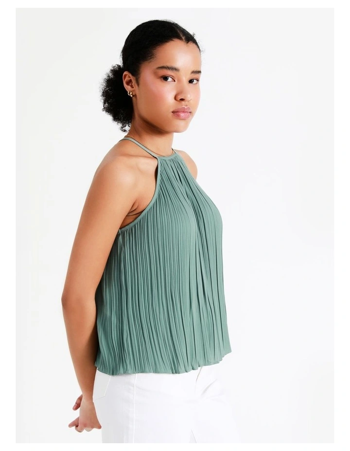 Recycled Crinkle Satin Top In Sage - Image 5