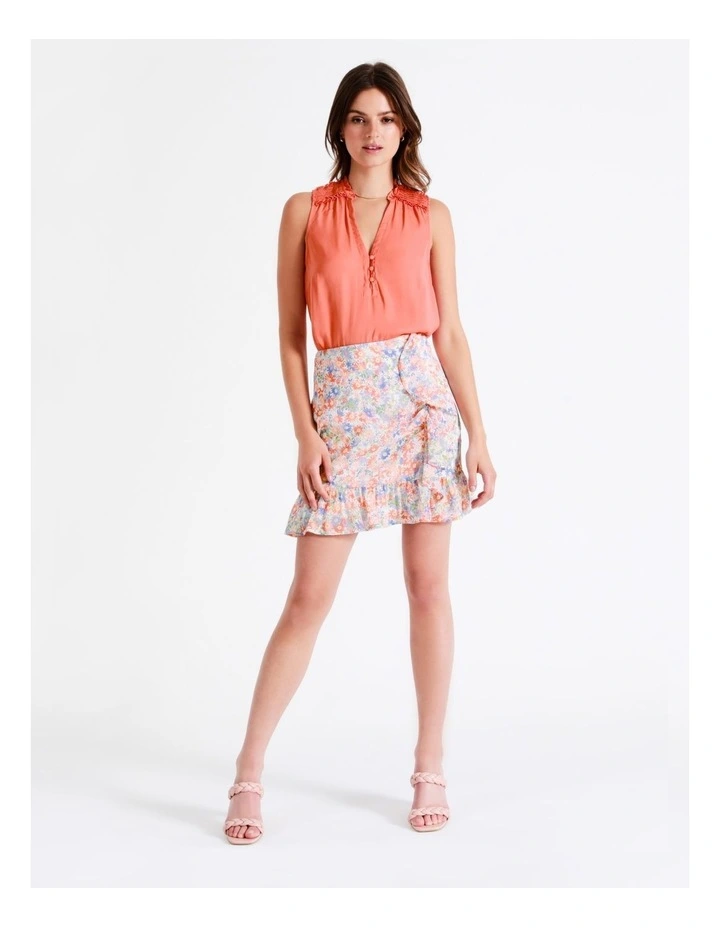 Recycled Ruched Frill Mini Skirt In Assorted