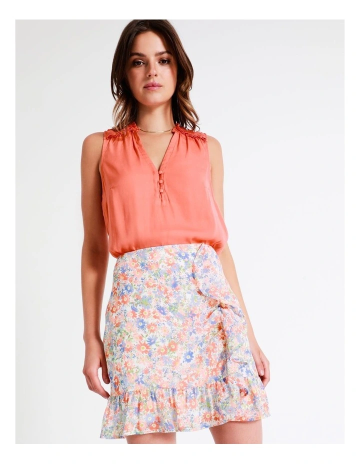 Recycled Ruched Frill Mini Skirt In Assorted - Image 3