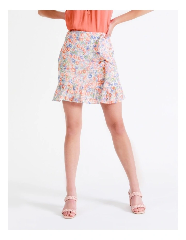 Recycled Ruched Frill Mini Skirt In Assorted - Image 4