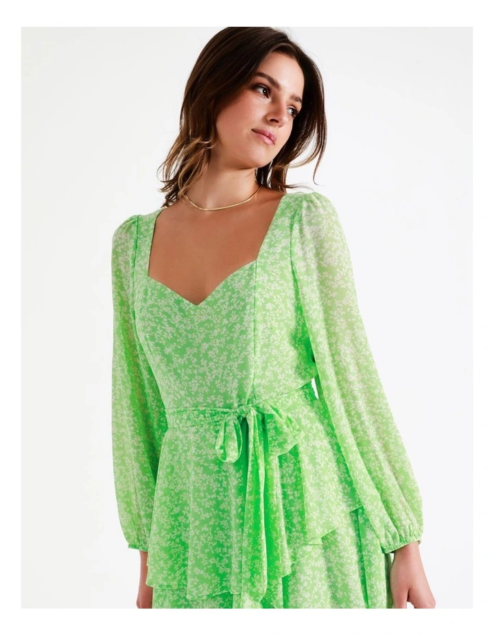 Recycled Flouncy Sweetheart Playsuit In Lime - Image 5