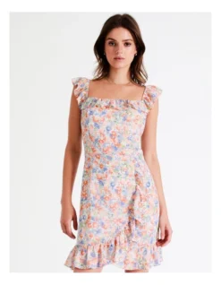 Recycled Frilly Mini Wrap Dress In Assorted