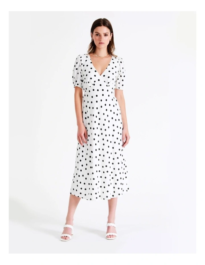 European Linen Blend Tie Back Midi Dress In White