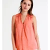 Recycled Blend Satin Frill Detail Tank In Apricot