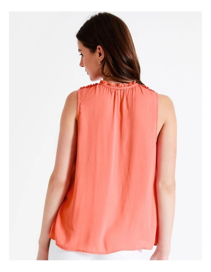 Recycled Blend Satin Frill Detail Tank In Apricot - Image 7