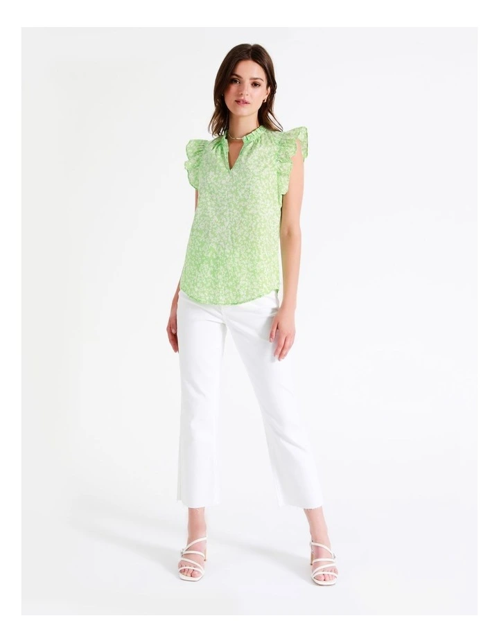 Organic Cotton Ruffle Neck Tank In Lime - Image 7