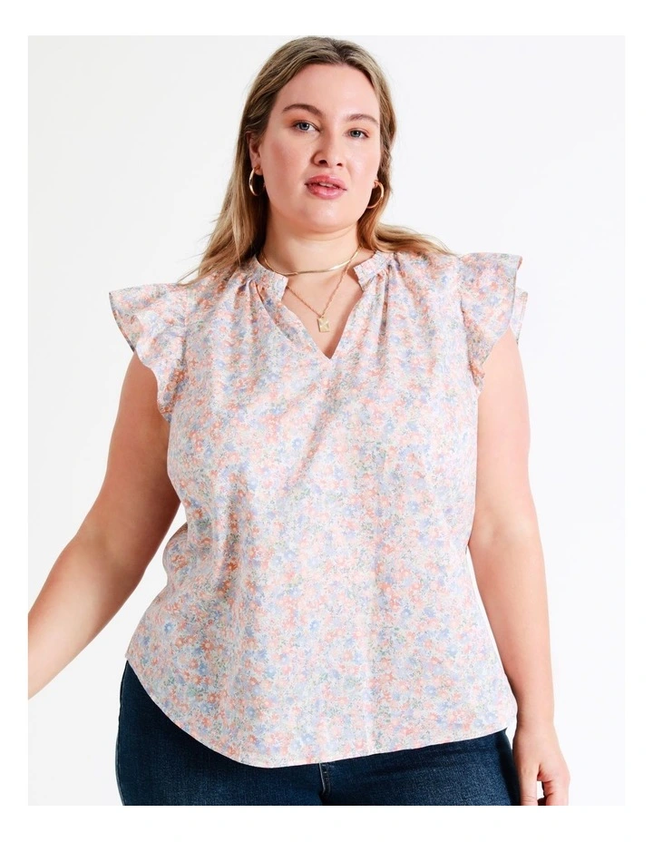 Organic Cotton Ruffle Neck Tank In Assorted