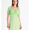 Frill Sweetheart Mini Dress In Lime