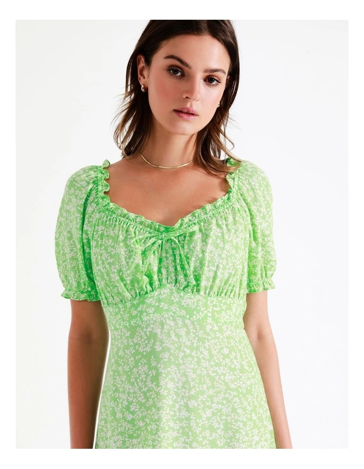 Frill Sweetheart Mini Dress In Lime - Image 2