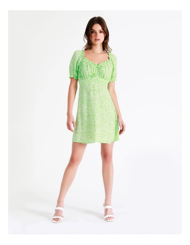 Frill Sweetheart Mini Dress In Lime - Image 3