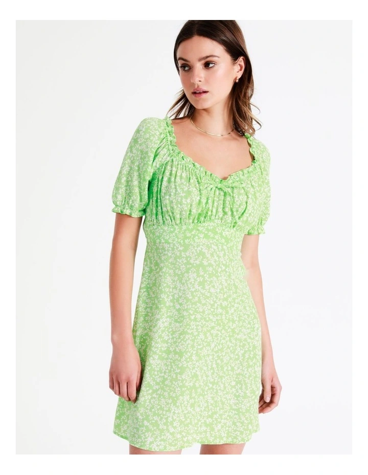 Frill Sweetheart Mini Dress In Lime - Image 4