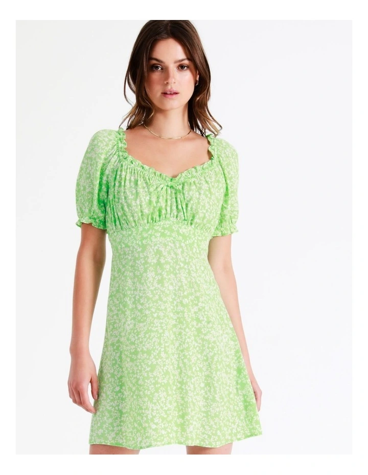 Frill Sweetheart Mini Dress In Lime - Image 6