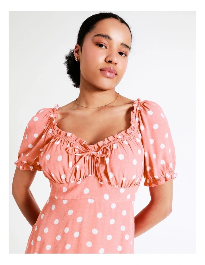 Frill Sweetheart Mini Dress In Apricot - Image 5