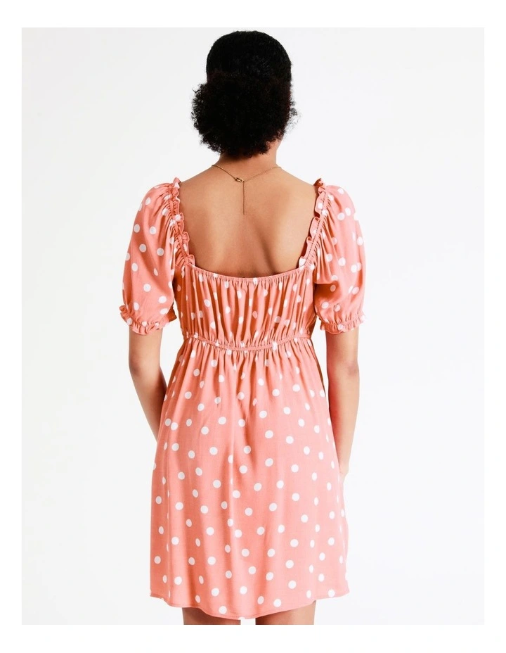 Frill Sweetheart Mini Dress In Apricot - Image 6