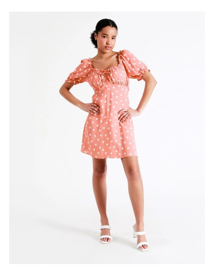 Frill Sweetheart Mini Dress In Apricot - Image 7