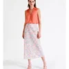 Recycled Blend Satin Midi Skirt In Apricot