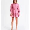 Organic Cotton Blend Check Shirt Dress In Pink