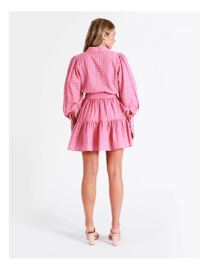 Organic Cotton Blend Check Shirt Dress In Pink - Image 7