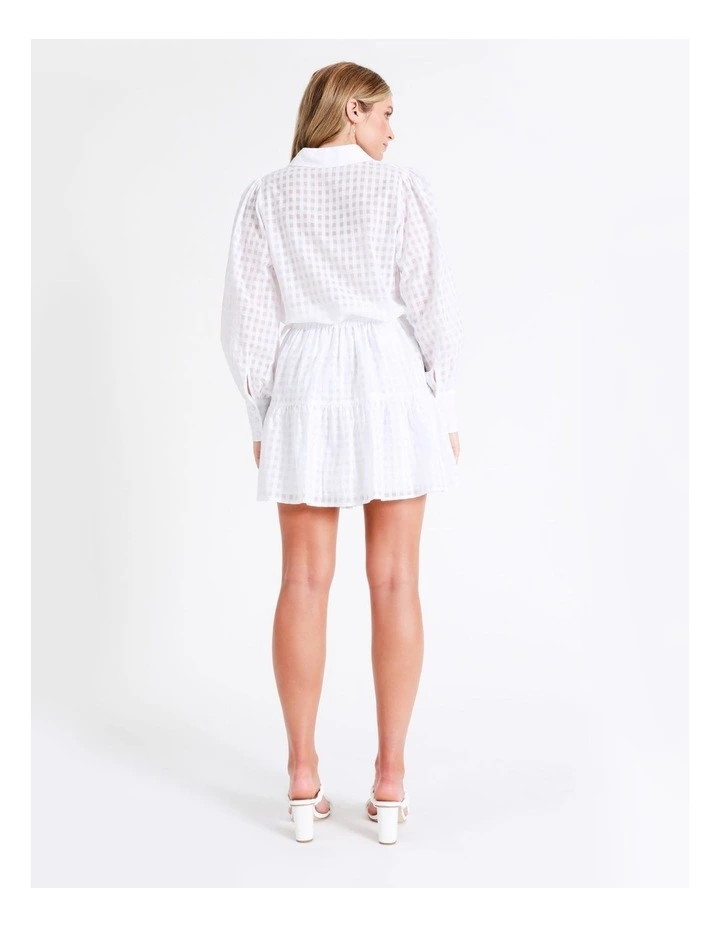 Organic Cotton Blend Belted Check Mini Skirt In White - Image 7