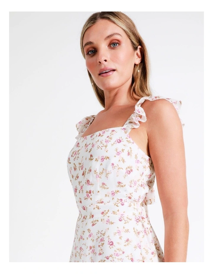 Recycled Blend Tie Back Tiered Midi Dress In Pink - Image 3