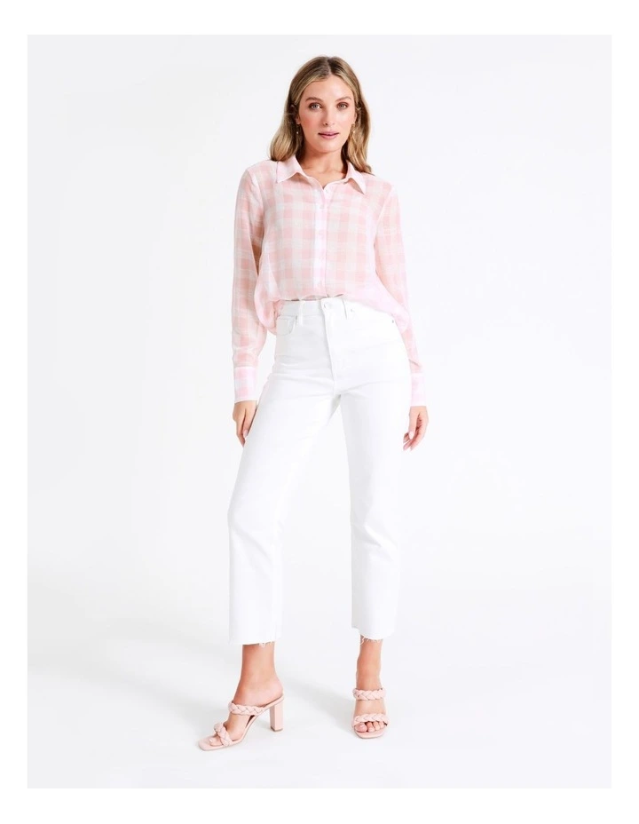 Recycled Relaxed Georgette Check Shirt In Blush