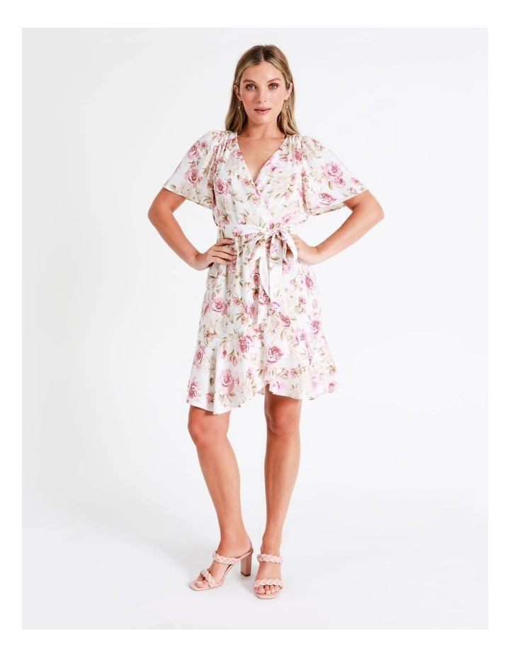 Satin Wrap Mini Dress In Multi - Image 2