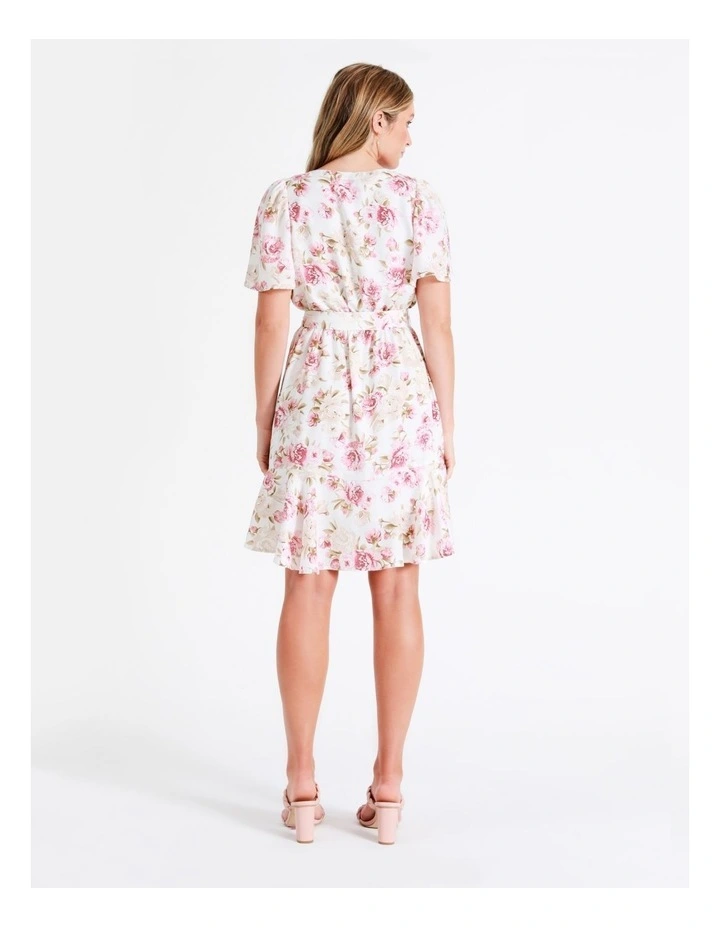 Satin Wrap Mini Dress In Multi - Image 7