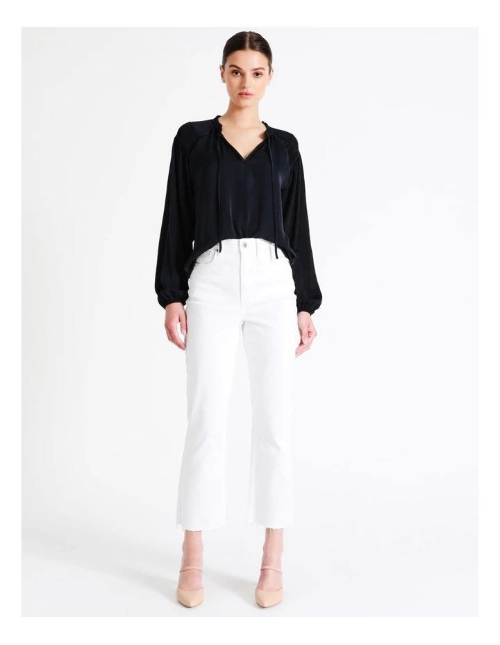 Recycled Satin Gathered Shoulder Blouse In Navy - Image 2