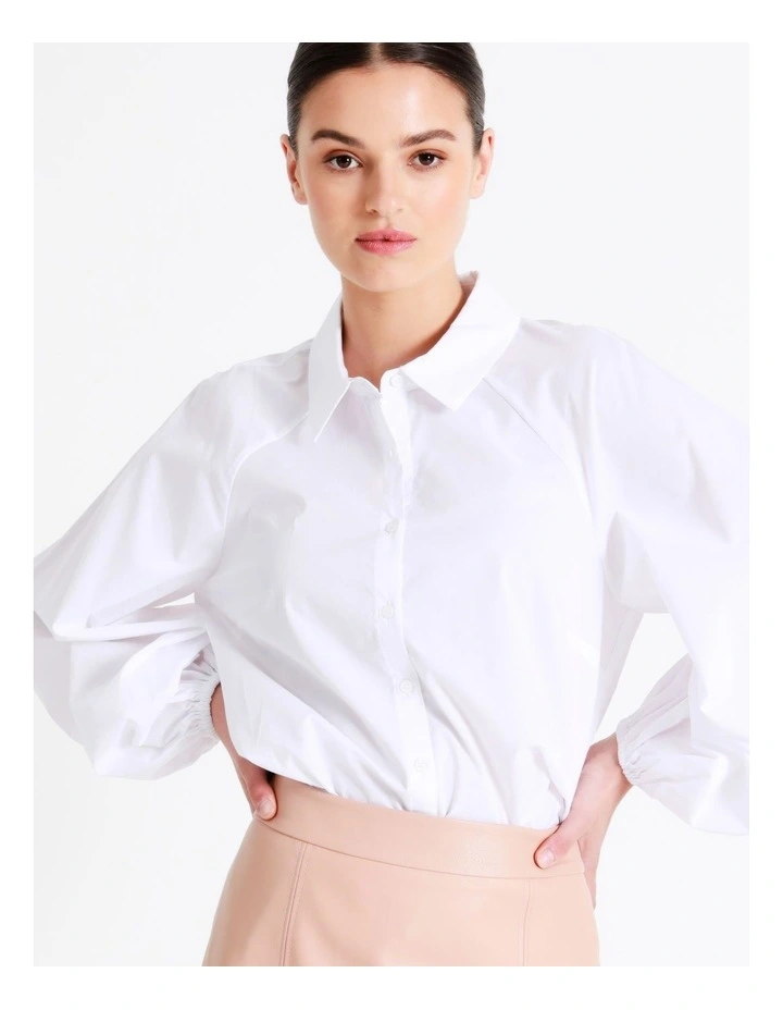 Organic Cotton Volume Sleeve Shirt In White - Image 3
