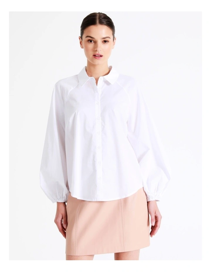Organic Cotton Volume Sleeve Shirt In White - Image 4