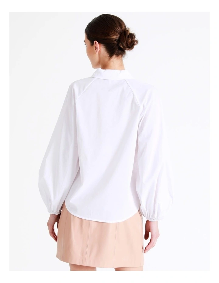 Organic Cotton Volume Sleeve Shirt In White - Image 5