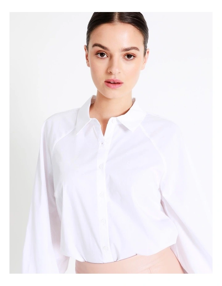 Organic Cotton Volume Sleeve Shirt In White - Image 7