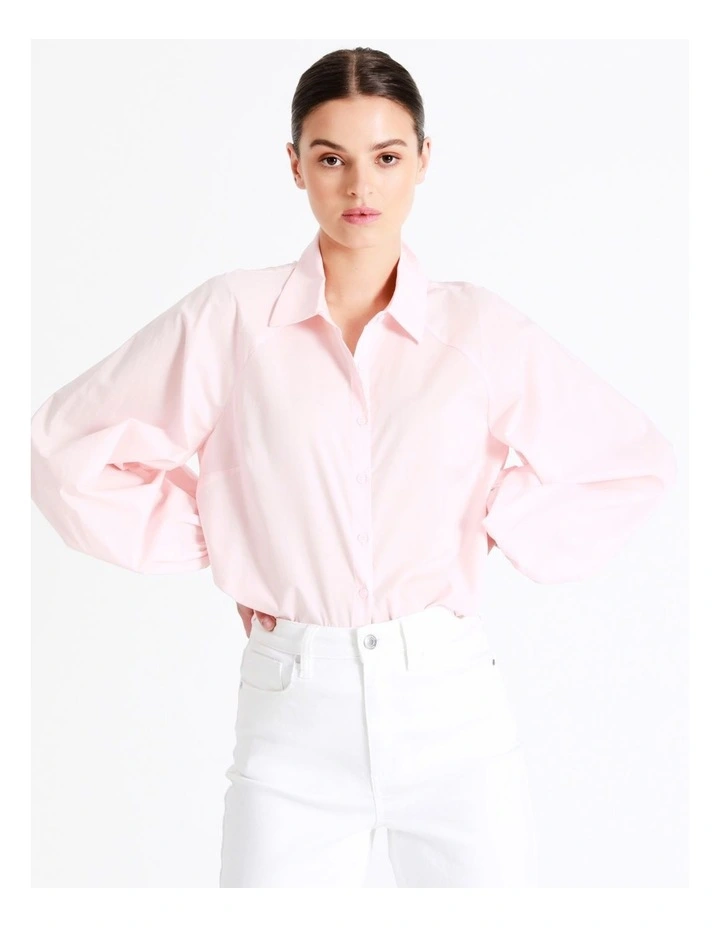 Organic Cotton Volume Sleeve Shirt In Blush - Image 3